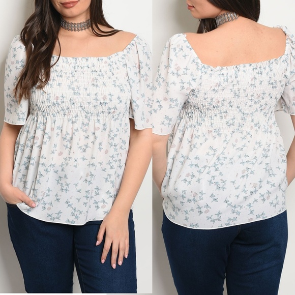 Check It Out Tops - Off White Floral Plus Size Top {Check It Out}